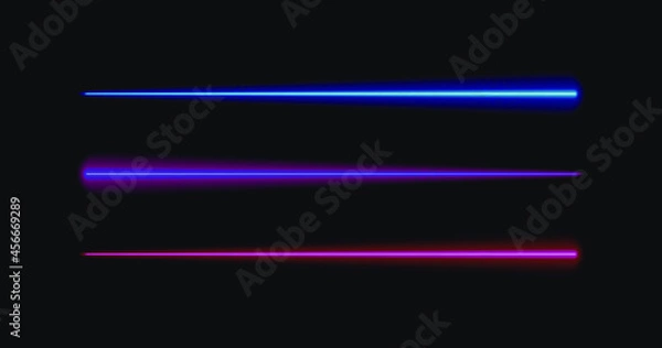 Obraz Vector Set of Neon Brushes, Different Colors Moving Lights, Neon Colored Lines.