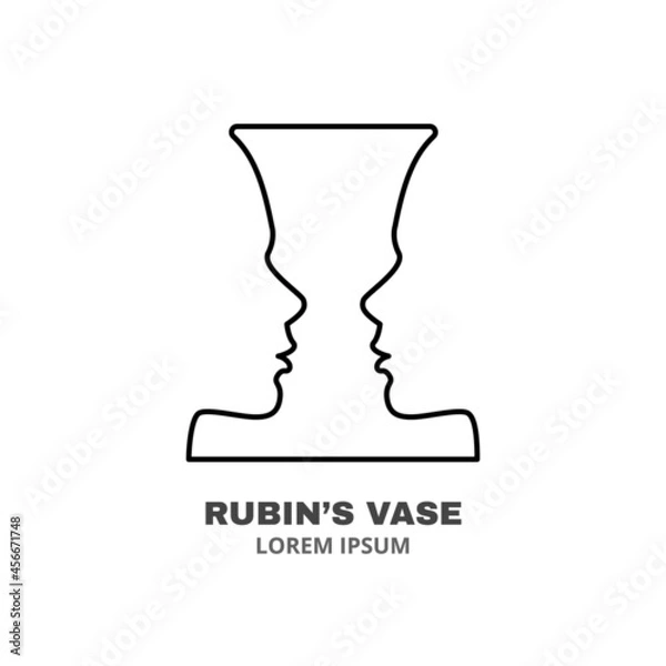 Fototapeta Psychology line icon concept. Rubin,s vase as concept of self knowing outline stroke element. Psychologist counseling. Psychotherapy. Editable stroke vector illustration