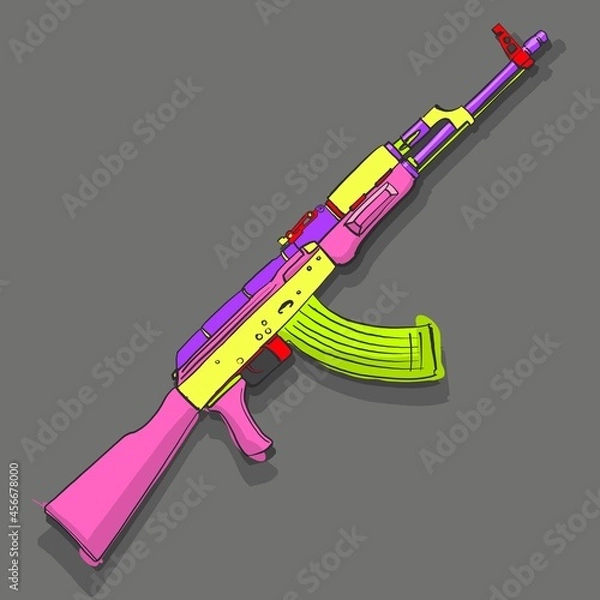 Fototapeta automatic weapon - a trendy submachine gun, pop art style