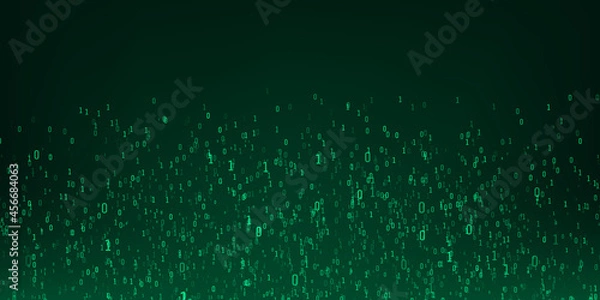Fototapeta Binary code background. Digital data stream in green colors. Matrix. Vector