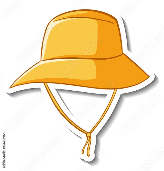 Fototapeta A sticker template with a yellow bucket hat isolated