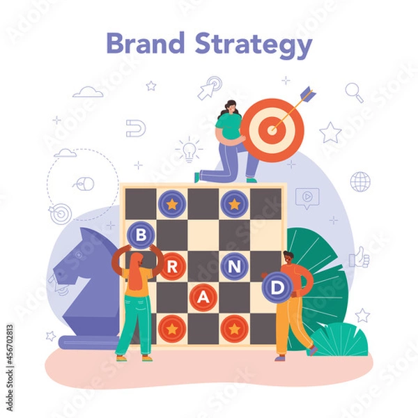 Fototapeta Brand management concept. Manager creating and developing