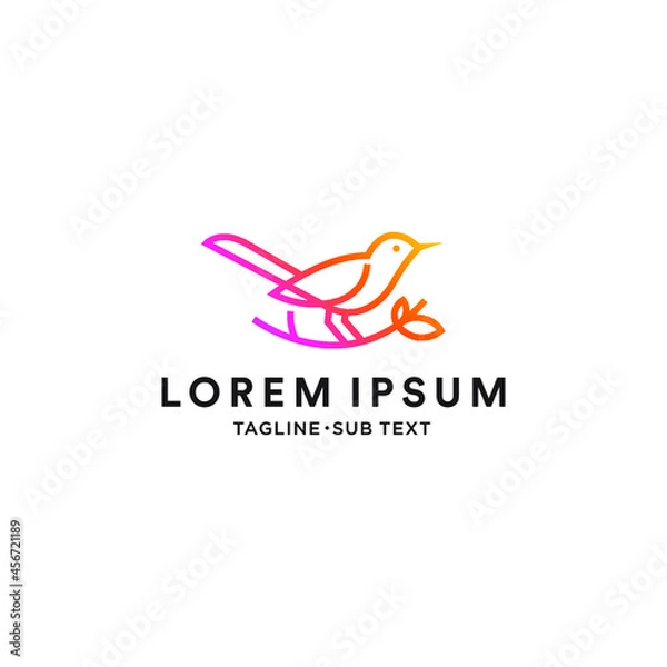 Obraz Outlined birds simple vector suitable for logo and illustration