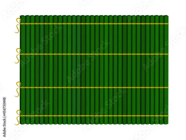 Obraz Green bamboo mat top view. Isolated vector object on white background. 