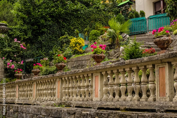 Obraz View of a Garden of a Traditional Old House in Lake Como