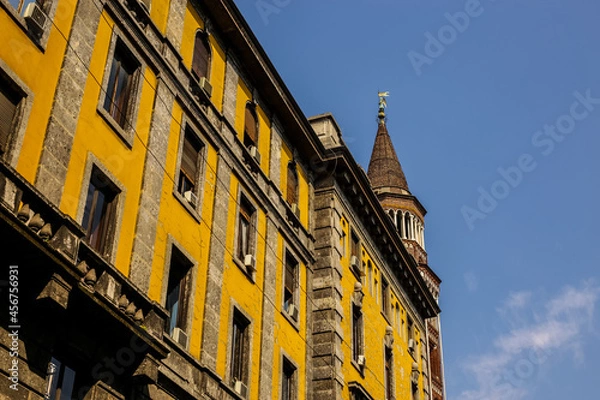 Obraz View of Traditional Old Building and Church of Saint Gottardo in Corte on a Sunny Day