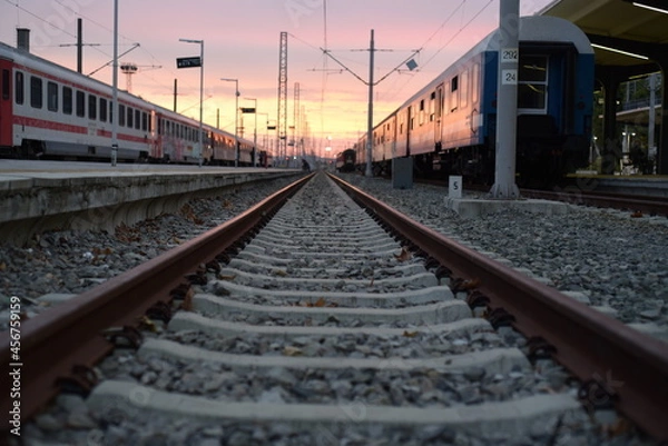 Fototapeta Railway sunset