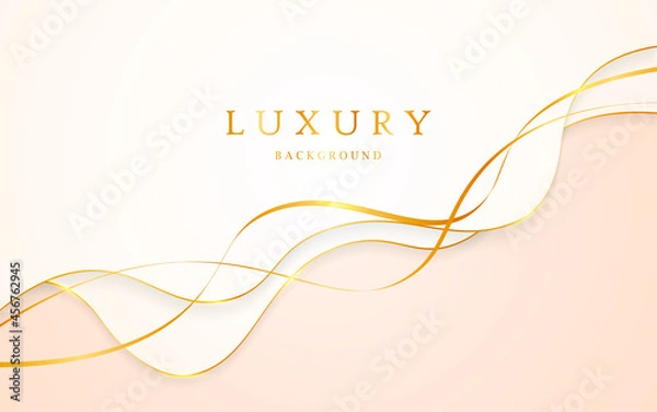 Fototapeta Abstract cream colored background with elegant golden curves. vector illustration about elegant modern template design	