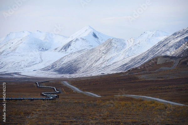 Obraz oil pipeline with mountain