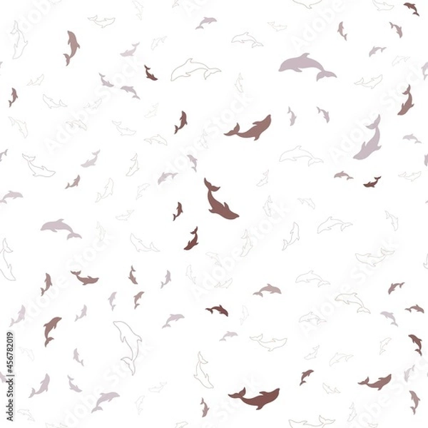 Obraz Light Purple, Pink vector seamless backdrop with ocean dolphins.
