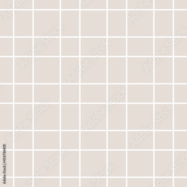 Fototapeta Abstract vector illustration of squares with white outline on beige background. Simple geometric ornament. Background for modern design, modern collage, creative art, fabric, decor, print
