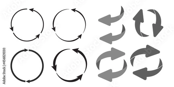 Fototapeta Rotating, circular, cyclic arrows. Recurrence sign. Flip over or turn arrow. Reverse sign