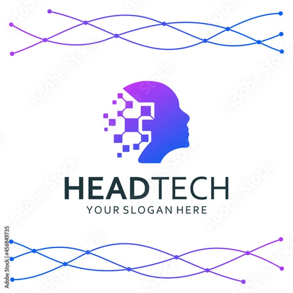 Obraz head tech , brain , logo design inspiration