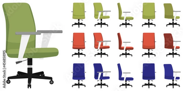 Fototapeta Colorful chair set with different poses isolated