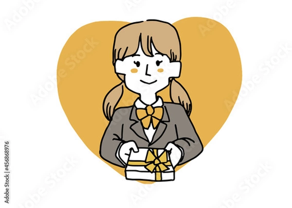 Fototapeta バレンタインチョコレートを持っている女子学生