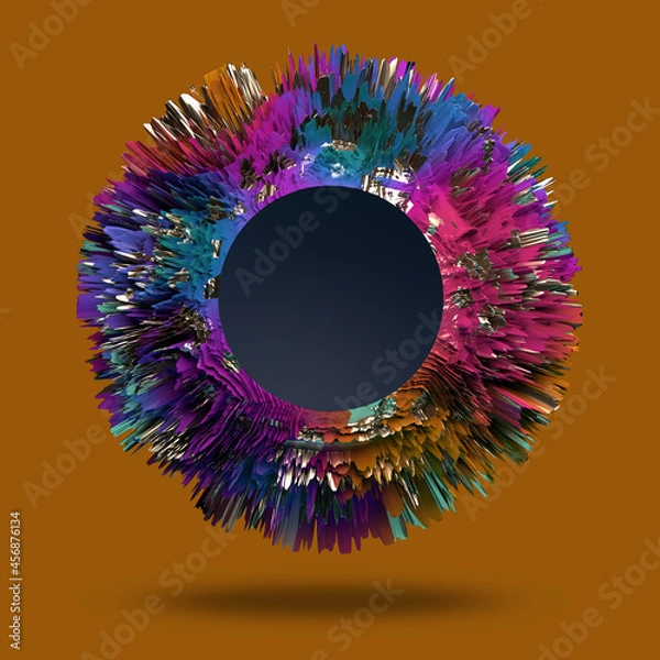 Fototapeta Brightly colored abstract shape with copy space to be used as artistic background. 3D render / rendering.