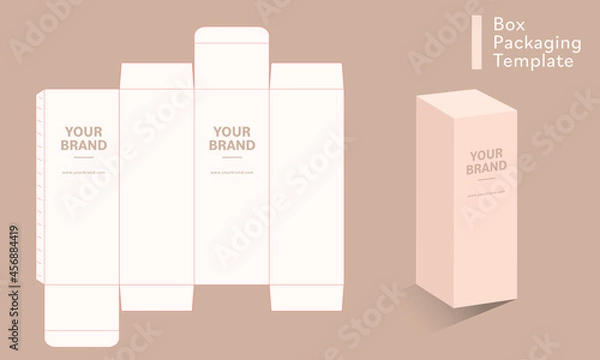 Obraz Premium paper square box die cut template with 3d mock up, supplement box, square box, Packaging template, Vector illustration EPS10.