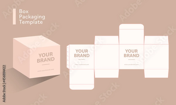Obraz Premium paper square box die cut template with 3d mock up, supplement box, square box, Packaging template, Vector illustration EPS10.