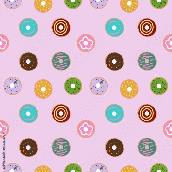 Fototapeta Donut seamless pattern. Simple color design. 