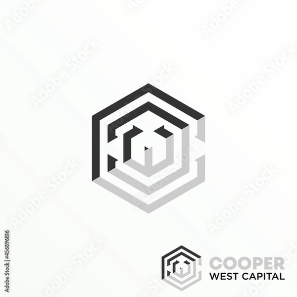 Obraz simple letter or word CWC in line hexagon image graphic icon logo design abstract concept vector stock. can be as a corporate identity associated with the product label or initial