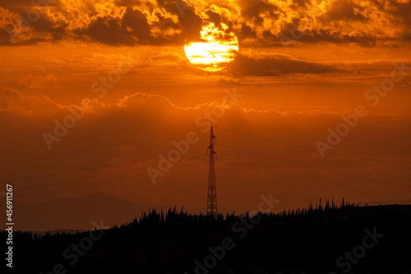 Fototapeta Electric Tower Sunset