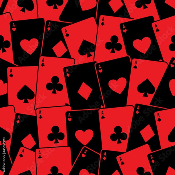 Obraz Playing cards seamless background pattern. Vector illustration.