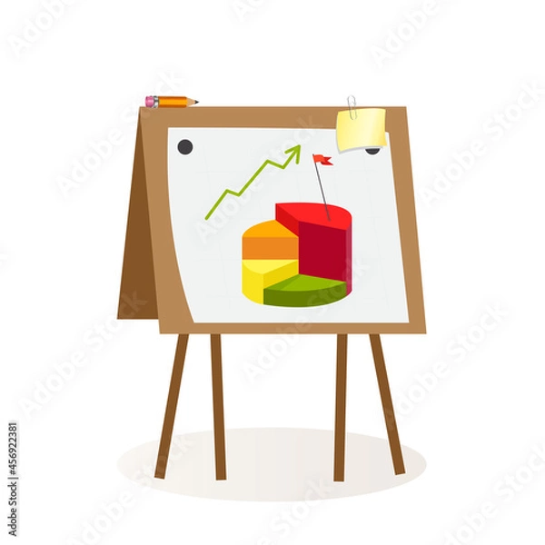 Fototapeta A board with a graph in the form of steps. Training material, training or meeting. Vector element on a white isolated background.
