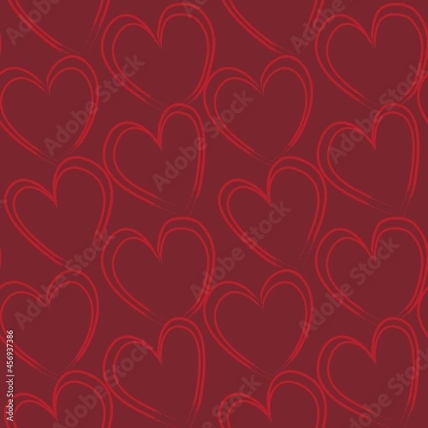 Fototapeta Heart shaped brush stroke seamless pattern background