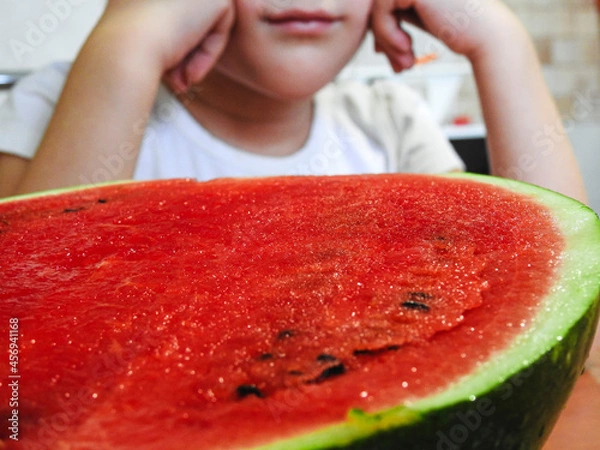 Obraz child eating watermelon