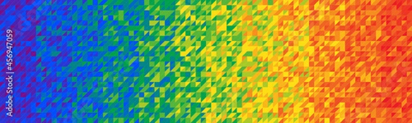 Fototapeta Wide vector background composed of tiny triangles with rainbow gradient