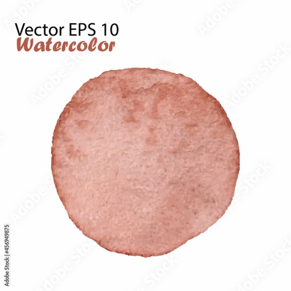 Fototapeta Vector Watercolor Brush Stroke Splash Circle in Brown Color. Handmade design element. Hand Painted watercolour Dot