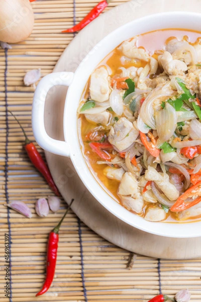 Obraz Stir Fried Chicken with Chili