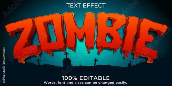 Obraz Zombie editable text effect design for halloween invitation template