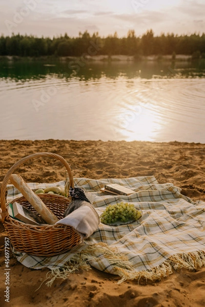 Fototapeta picnic on the lake shore