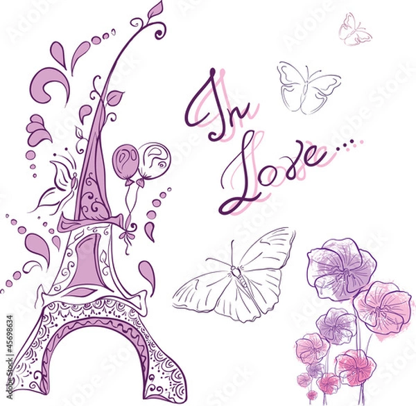 Obraz french tender background with eiffel tower