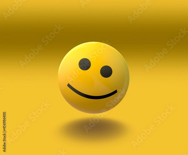Obraz 3D yellow smile ball with background