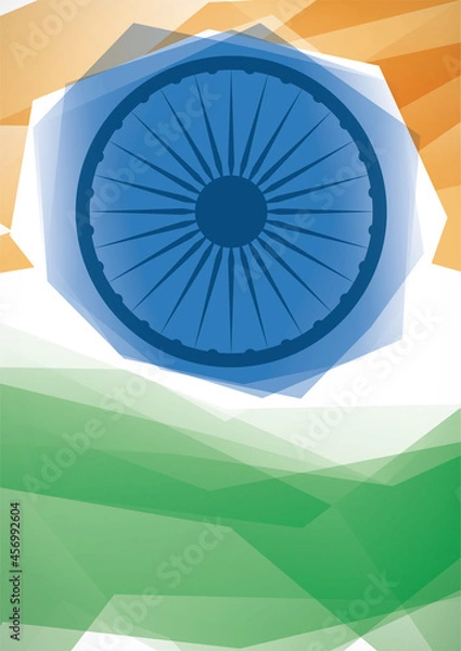 Fototapeta Vertical and geometric design with abstract Indian flag, Vector illustration