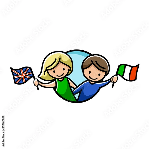 Obraz Children with flags