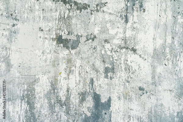 Fototapeta Rough plastered concrete wall with cracks. Dirty damaged texture, peeling plaster. Vintage background