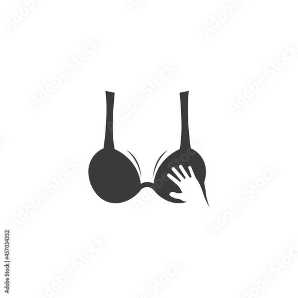 Fototapeta Cute Sex shop logo and badge design template. Sexy label. Vector xxx elements. Adult store symbol, icon - boobs.Woman's breast love.