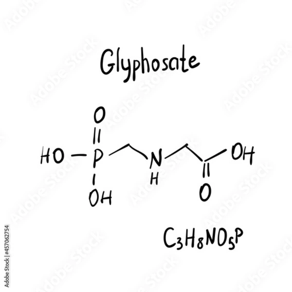 Fototapeta Glyphosate Molecule Formula Hand Drawn Imitation