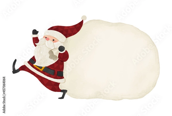 Obraz 大きなプレゼントが入った袋を持ったサンタクロースのイラスト