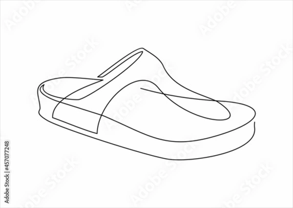 Obraz Vector flip-flops. One line style illustration