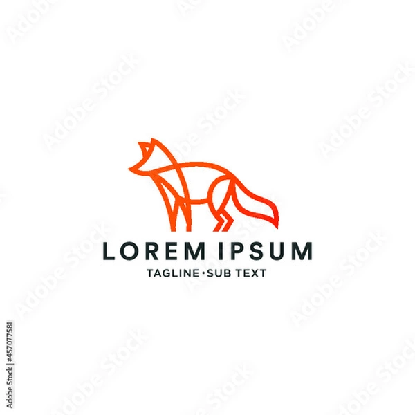 Fototapeta Outline fox simple minimalist design, suitable for logo and illustration