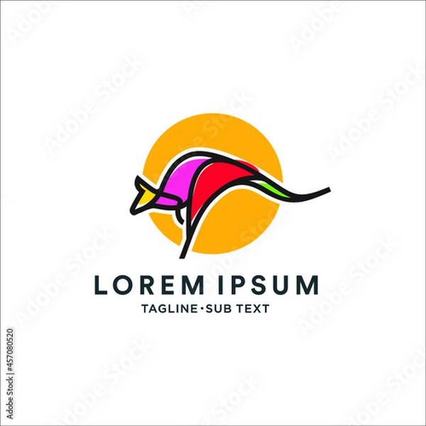 Obraz Outline kangaroo simple minimalist design, suitable for logo and illustration