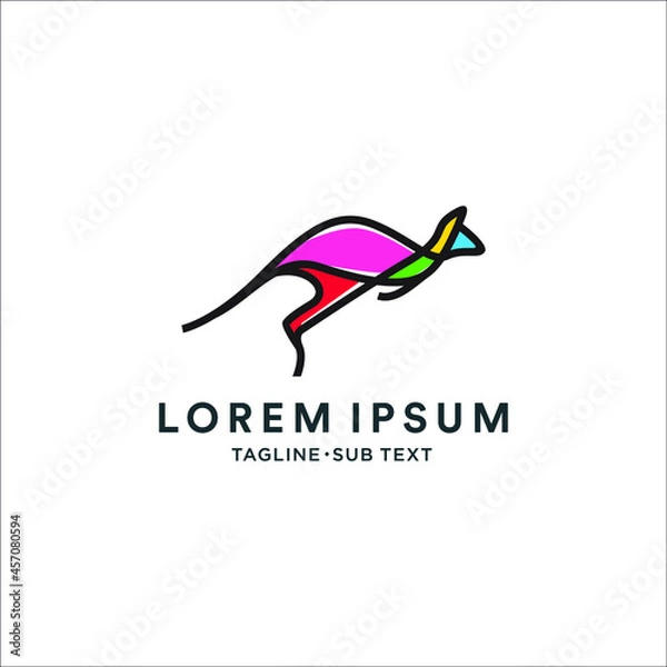 Obraz Outline kangaroo simple minimalist design, suitable for logo and illustration