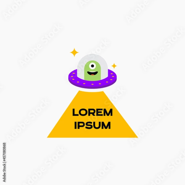 Obraz UFO logo with an alien. Vector design