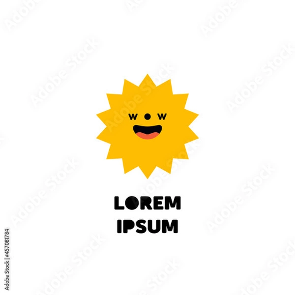 Obraz logo of the joyful sun with a smile. Wow logo