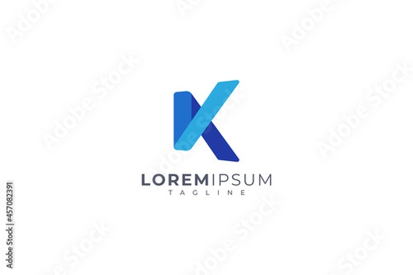 Obraz Letter k creative 3d blue colour modern business logo