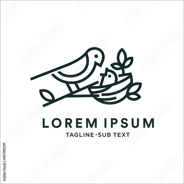 Obraz Outline bird simple minimalist design, suitable for logo and illustration